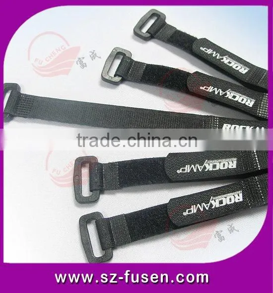 Adjustable magic tape cable strap with buckle
