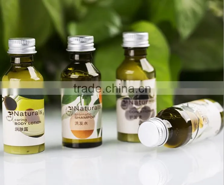High quality PET bottle for hotel shampoo lotion/30-50ml empty cosmetic tubes and bottles with aluminum cap