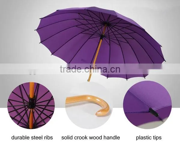 23"*16k Flower Emerge Magic Umbrella with Wooden Shaft