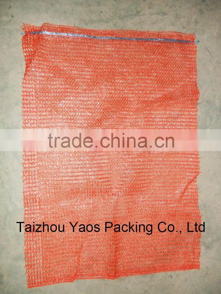 orange red PE raschel mesh bag red onion mesh bags