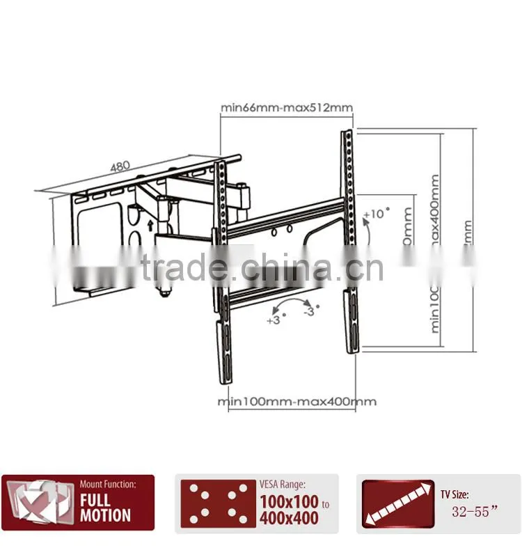 Full Motion 50" Adjustable Plasma Wall Mount