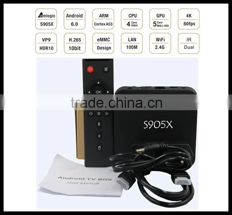 2016 newest Amlogic S905X with Android 6.0 Marshmallow starhub tv box singapore