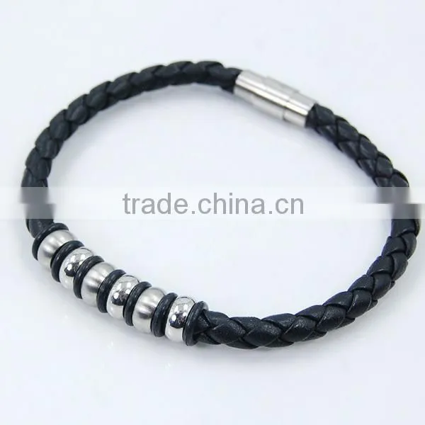 Fashion Leather Weave bracelets magnetic bangles