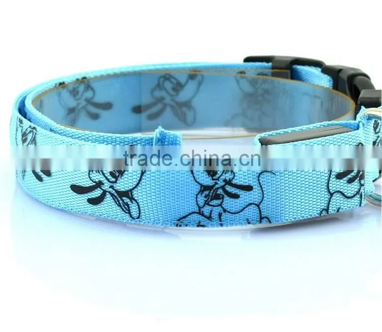 Cute Cartoon Dog LED Nylon Pet Dog Cat Collar Night Safety LED Light-up Flashing Glow in the Dark Lighted Dog Collars