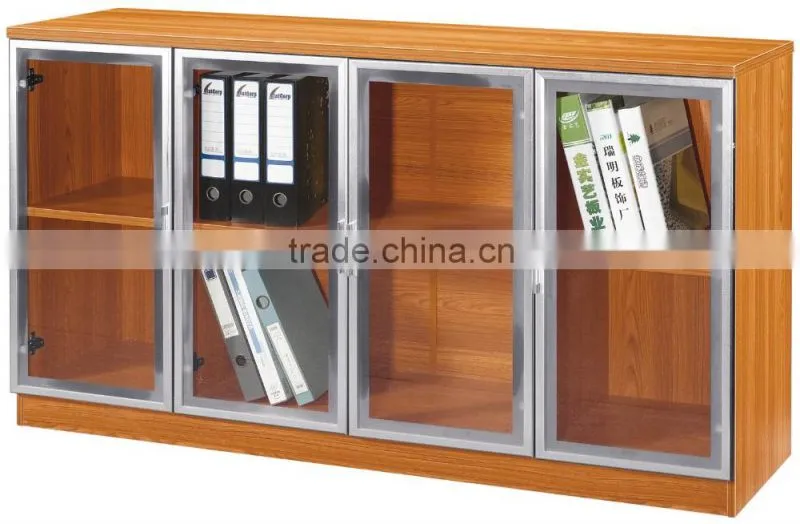 PT-L023 mdf filing cabinet,4 door high cabinet,office bookcase Hot sales bookcase with glass doors
