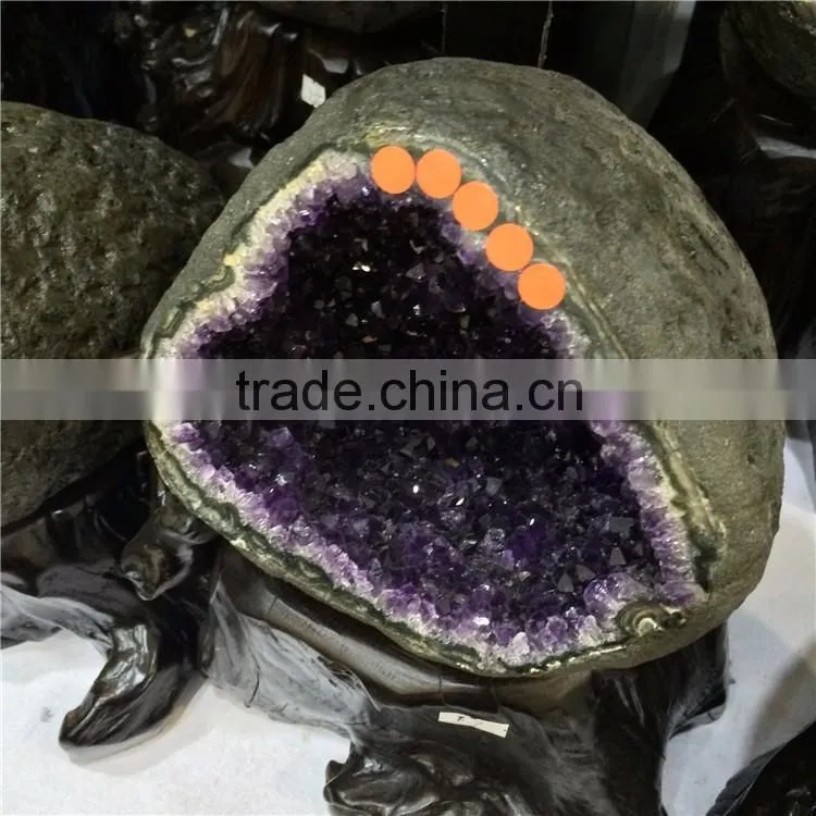 Natural Rock Amethyst Geode Brazilian Crystal Ornaments Wholesale