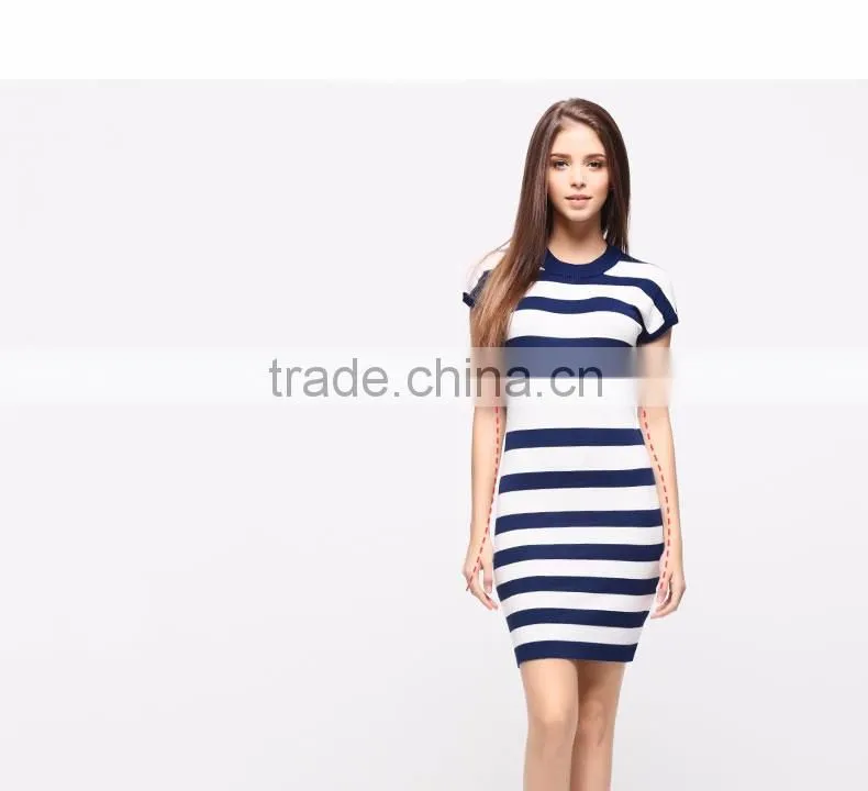 Black and white stripes in the summer of 2016 the new han edition cultivate one's morality short sleeve dress