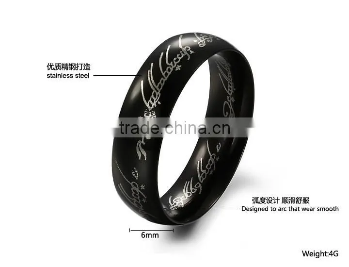 KSTONE 316L Stainless steel engraving black ring lord of the rings ring