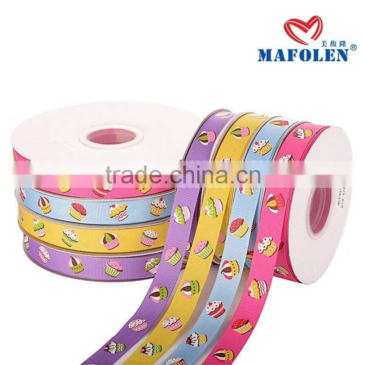 Mafolen wholesale 1 inch grosgrain printed, birthday wishes ribbon by the yard