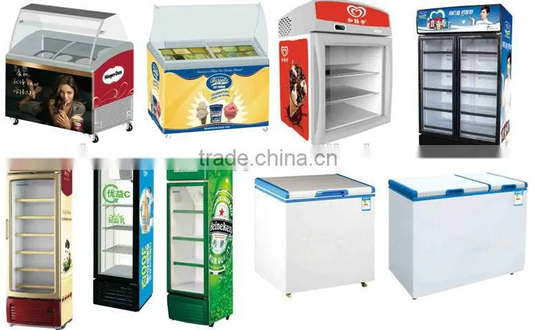 supermarket glass door ice cream freezer