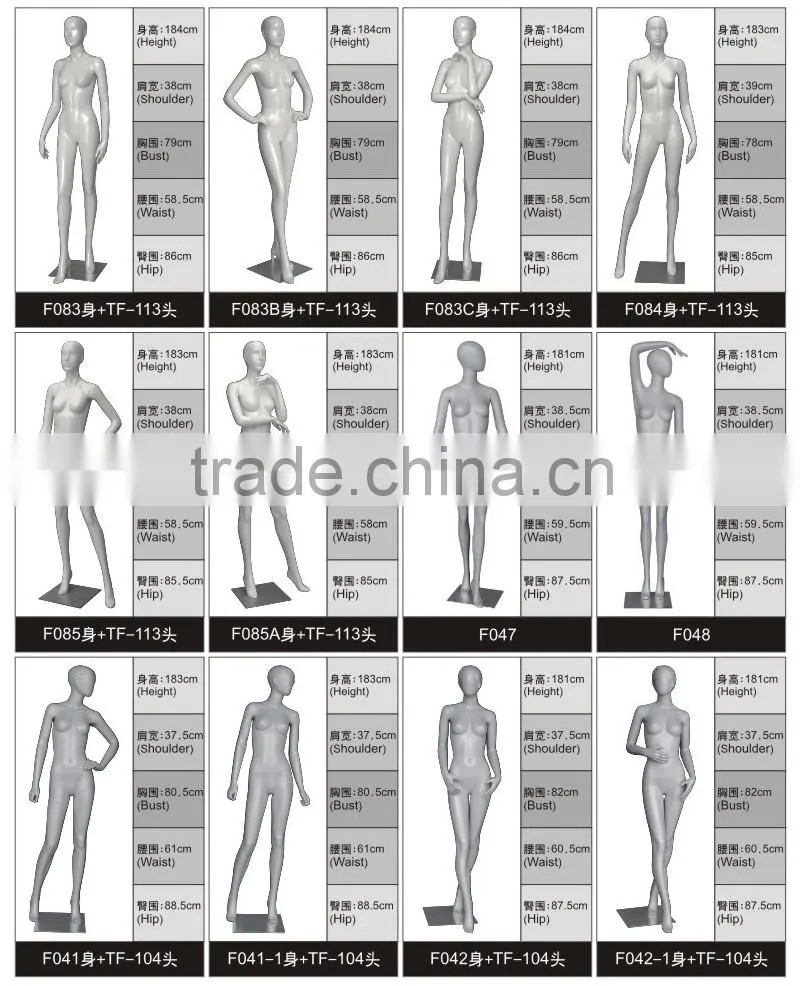 Wholesale custom ladies chrome or gold female manequins for clothes display