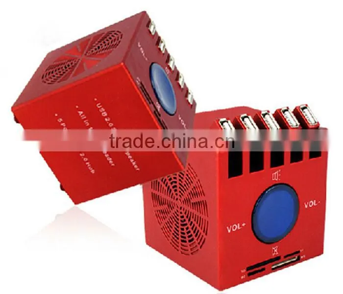 5 Ports Stereo Shaped USB 2.0 Hub with speaker