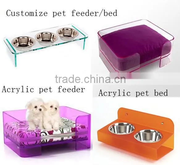 Acrylic pet double bowls plastic pet bowl for cat
