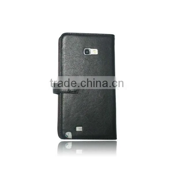 Wallet style Genuine leather case for sumsung galaxy note 2 i9220 N7100