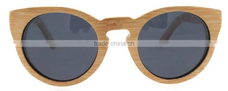 Hot sales Round design Sunglasses with PC lens 2016 Bamboo glasses