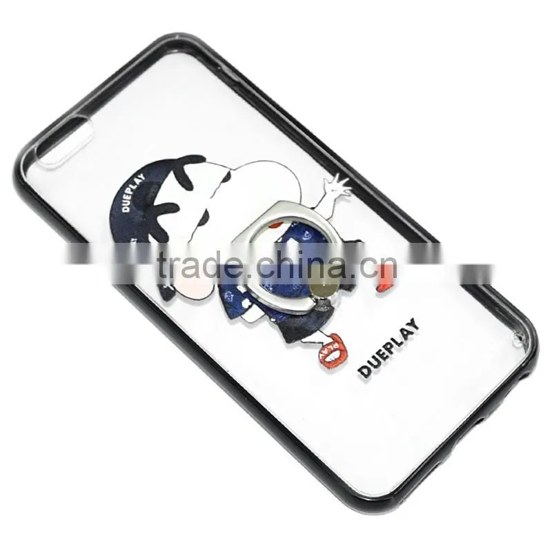 print TPU+PC combo back cover bumper case with ring kickstand for Huawei honor ascend lite mate8 P 9 gr3 y 6 5 max plus 7 6