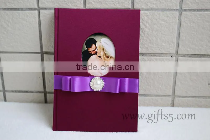 Excellent Silk Covor Wedding Guest Book with photo frame