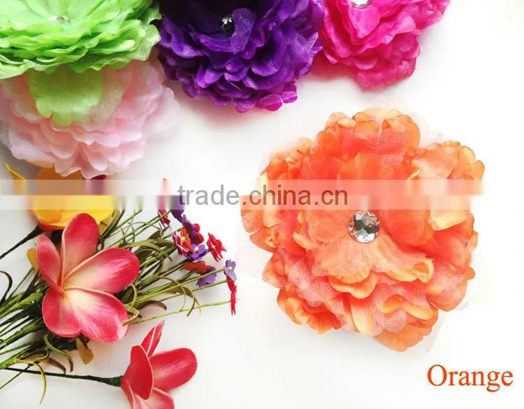 2014 Top Quality Bridal Hair Flower Artificial Elegant Gauze Peony Hair Flower Clip