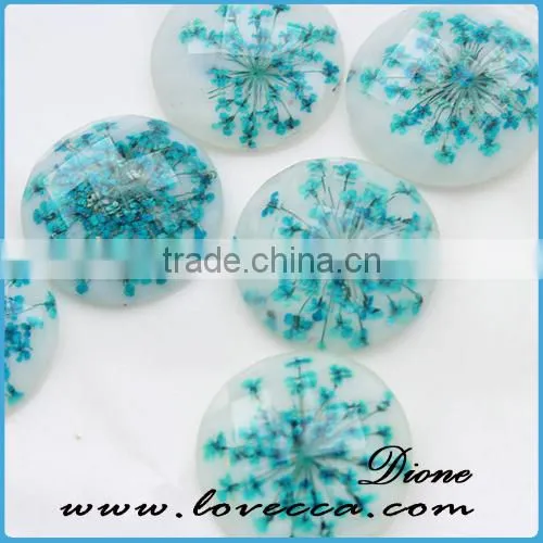2015 round 14mm /20mm/25mm real dried flower resin cabochon pendant