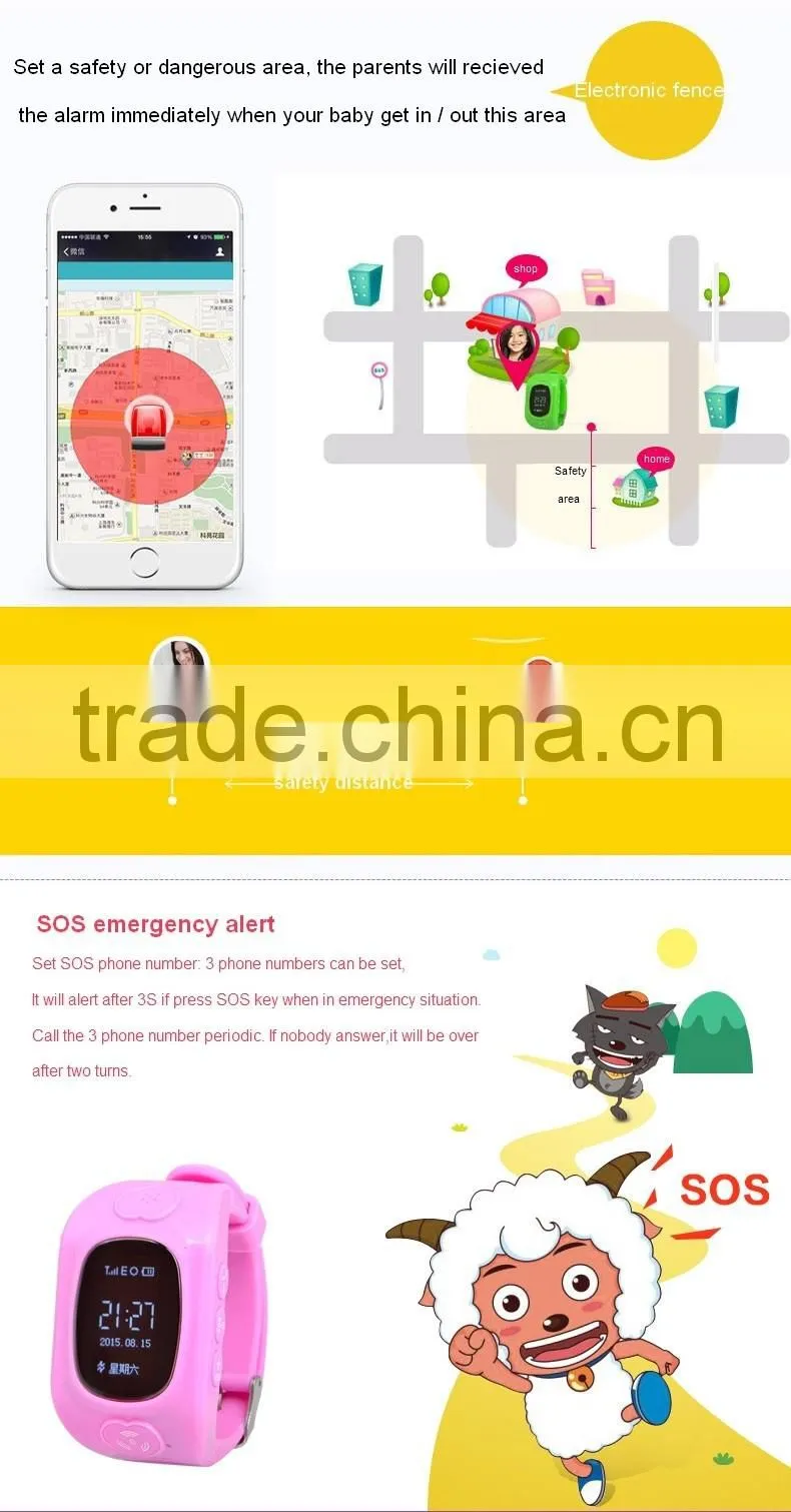 Child wrist watch phone Position monitoring kids gsm gps tracker watch