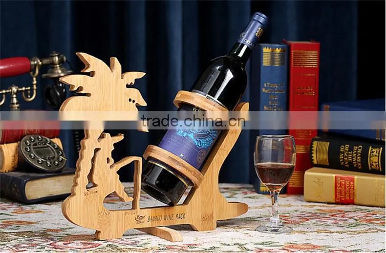 WR007/100% Bamboo Material Chinese Style Hot Sale Fishing Shaped Folding Bamboo Wine Rack