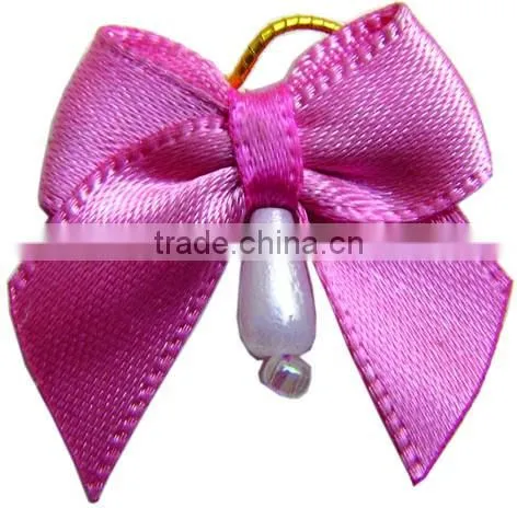 White elastic satin bows for accessories