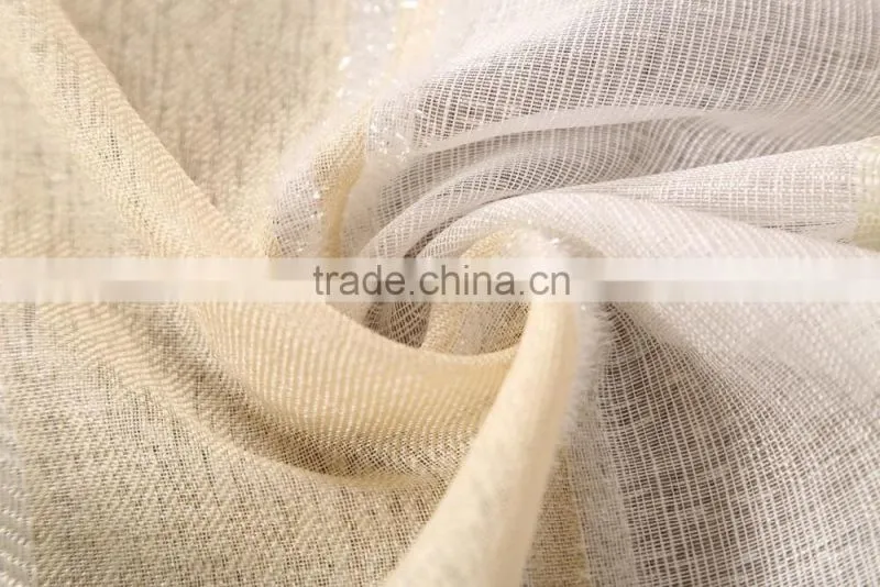 elegant strip new design sheer curtain panel woven with silver metallic yarn