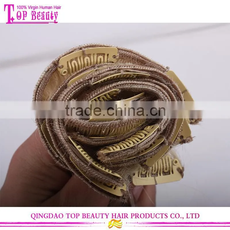 2015 New Fashion one piece clip in human hair extension 100% Virgin Remy Ombre Hair Extension Clip In