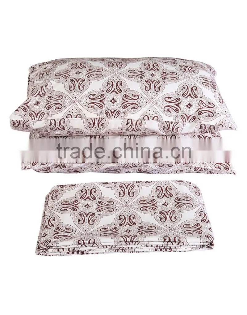 Brown Paisley Hand Block Printed Bed Sheets Wholesale Fabric Modern Design Bed Sheet Supplier In India