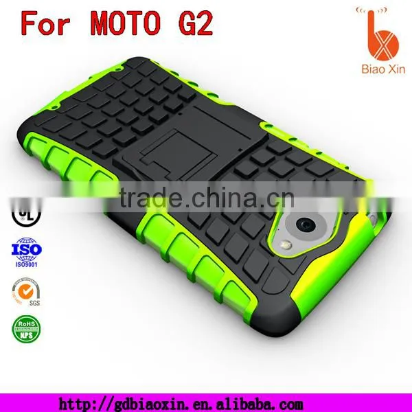 Robber phone cover For motorola moto g2, TPU+PC kickstand mobile cover for motorola accessory