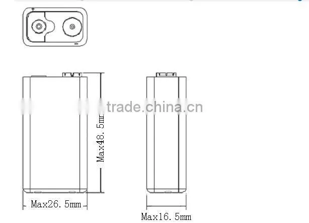 Rechargeable 150mAh 9V TV remote control Ni-Mh battery