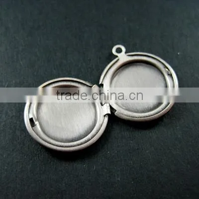 20mm round brass antiqued silver simple photo locket pendant charm DIY supplies findings 1113012