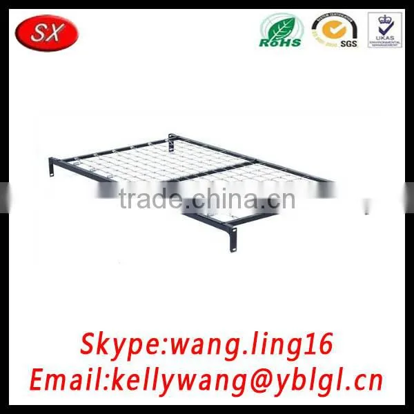 Durable Bed Full Size Steel Foldable Platform Bed Brackts, Powder Coated Black