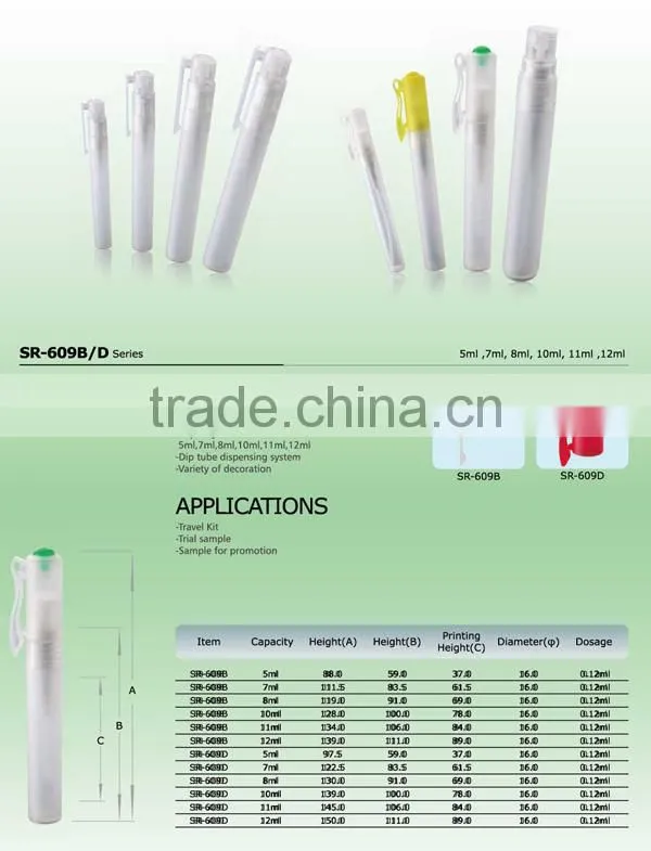 Travel size perfume plastic 10ml spray bottle