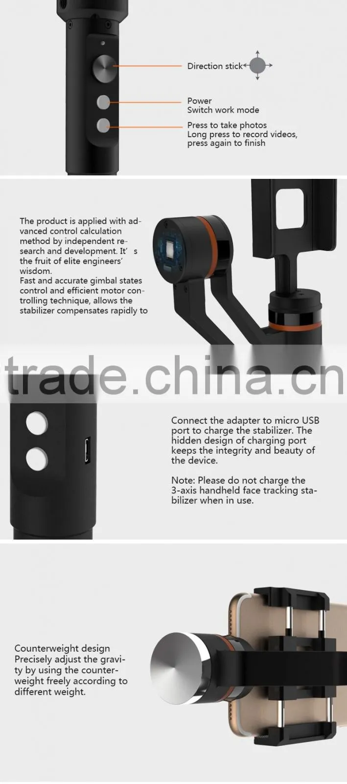 Newly handheld gimbal camera 2three phase camera stabilizer
