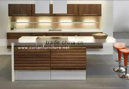 Morden design glacier white solid surfaces built kitchen cabinet