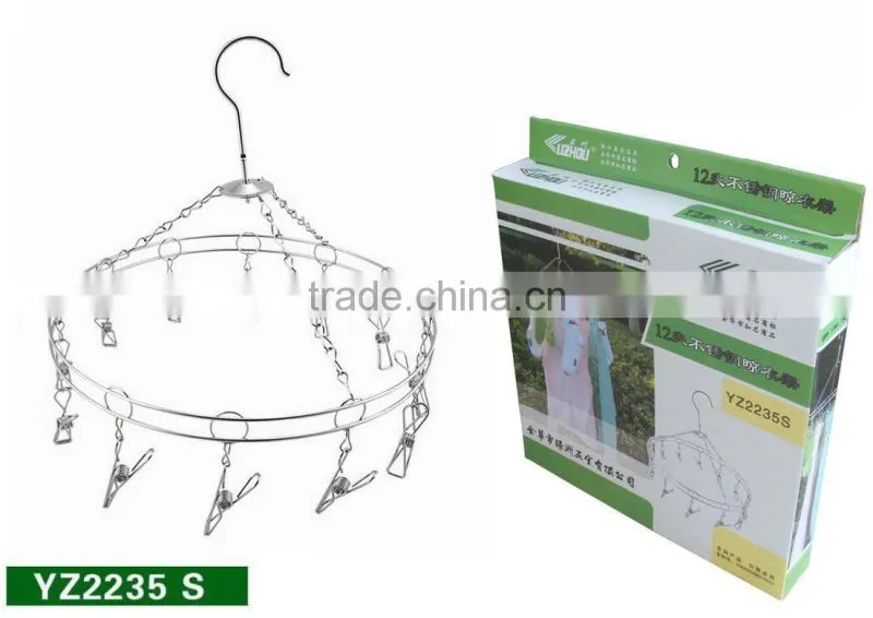 HIGH QUALITY clothes hangers,multifunctional hangers,dry hangers 12 sets of clips YZ2141S
