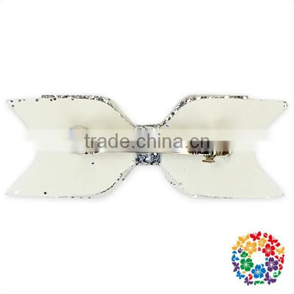 new style silver sequin hair bow clips for baby girl
