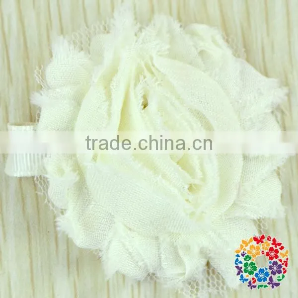 2015 Wholesale Beautiful Purple Artificial Chiffon Flower Shabby Flower Hair Clips For Kids & Girls