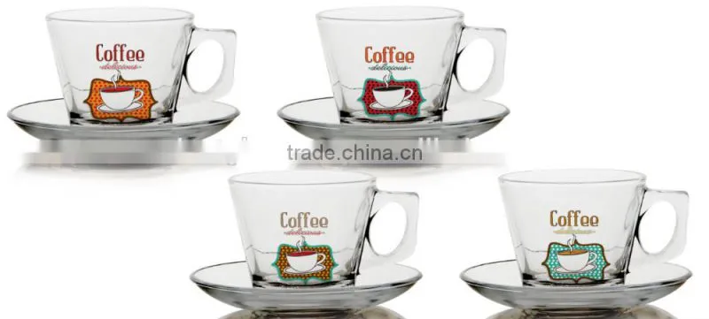 4oz 6oz 8oz Caffe Latte Espresso Cappuccino glass mug set