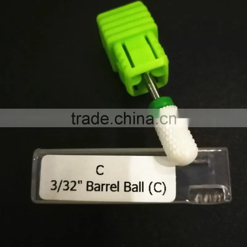 Barrel Ball Ceramic Nail Drill Bit For Electric Manicure Machine with Green color