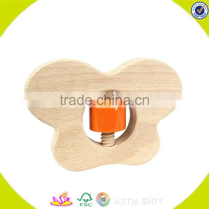 Wholesale interesting sound toy wooden doll rattle lovely kids wooden doll rattle toy W08K014
