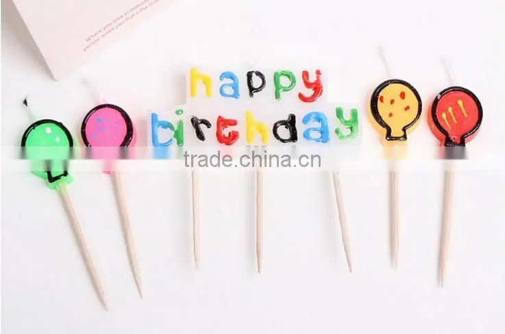 Colourful Character and Balloon Happy Birthday Candle