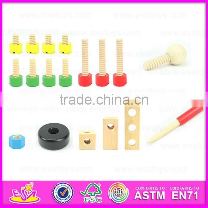 Amusing educational wooden screw assembly toy car for kids,Multipurpose Wooden Toy Screw Nut Combination for children W03C017