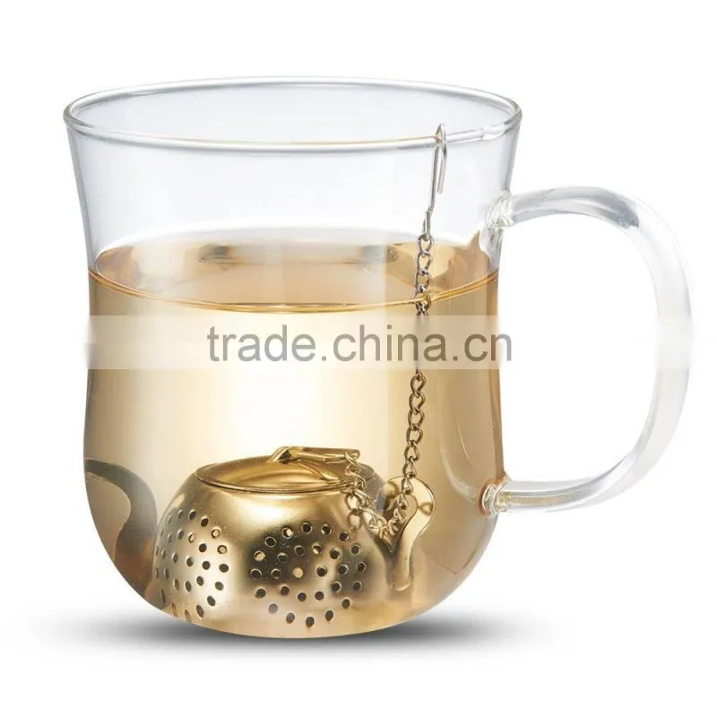 WCQ029 Tea Infuser Tea Ball Stainless Steel Loose Leaf Tea Strainer with Chain and Drip Trays Teapot Infuser Gift