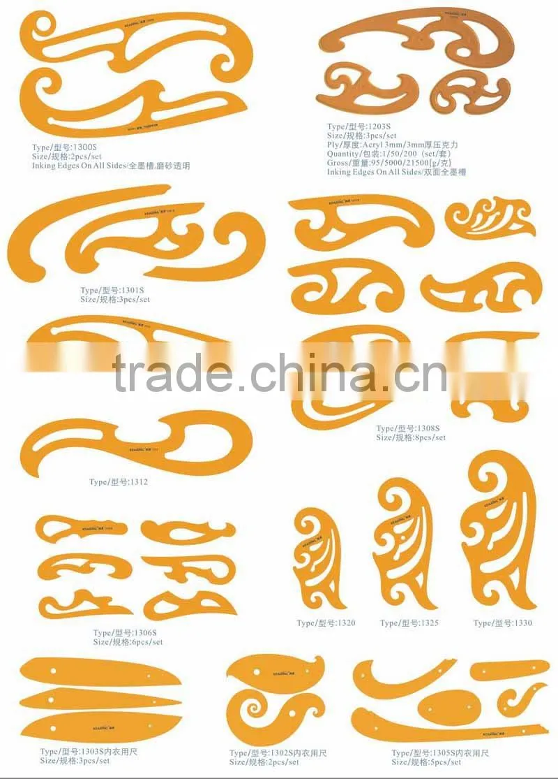 Kearing brand, french curve rulers, neckline curve ruler, for fashion design market # 6032