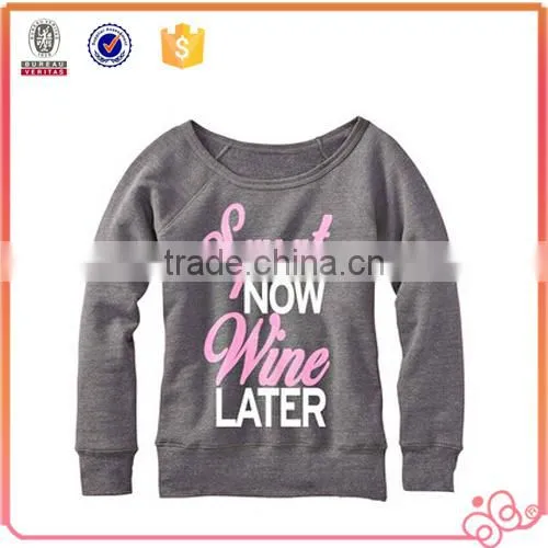 Hot fashion Custom New Style Ladies Long Sleeve Top Grey color T shirts Wholesale