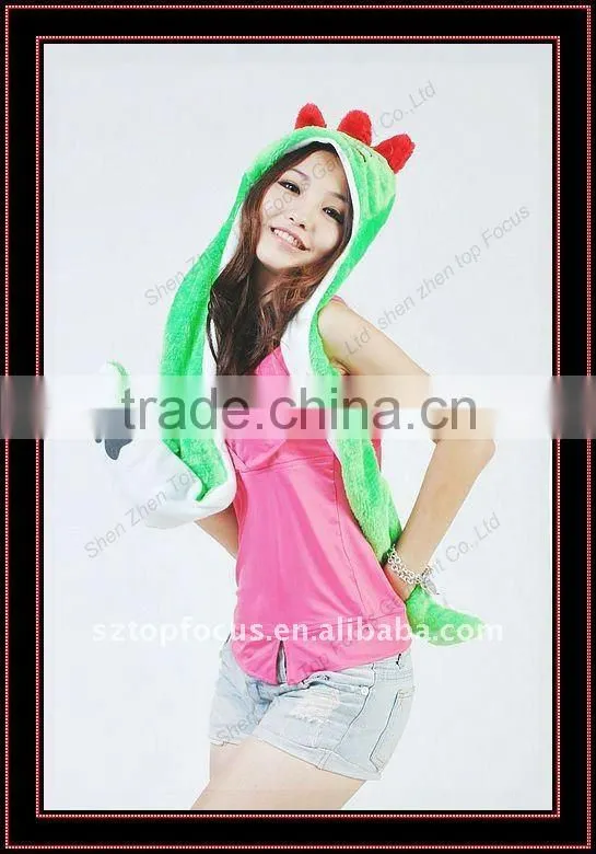 2012 FLUFFY DOMO ANIMAL HAT WITH LONG SCARF MITTENS