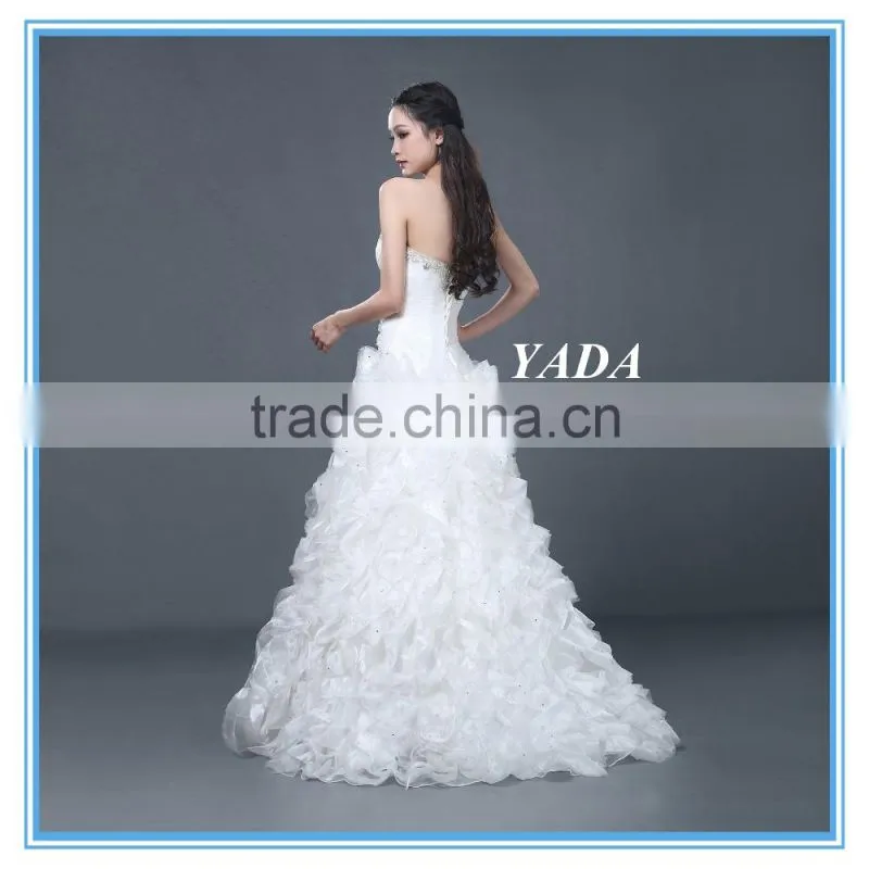 New Model Off Shoulder Elegant Handmade Beaded Wedding Dress 2016