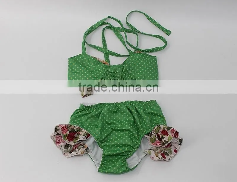 Greenery baby summer seaside floral sling bowknot swimsuit for 2017 cute lovely chic wholesale